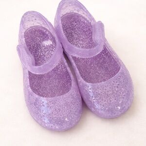 Size 8  Kids Sparkly Lavender Jelly Shoes - Old Navy